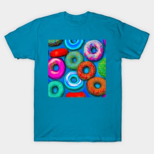 Colorful Donuts Teal T-Shirt